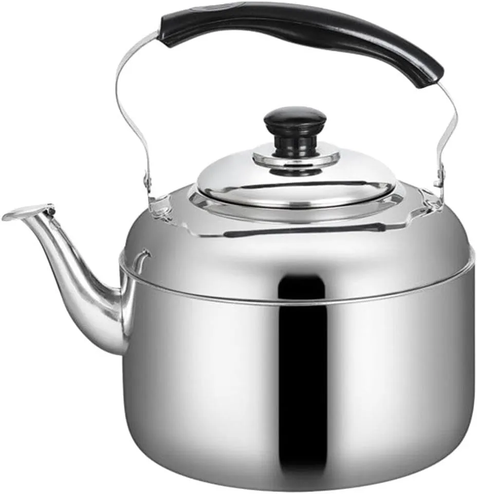 VOSAREA Large Capacity Black Tea Kettle Whistle Stainless Steel Whistling Teapot Quick Boil Home Tea Pot