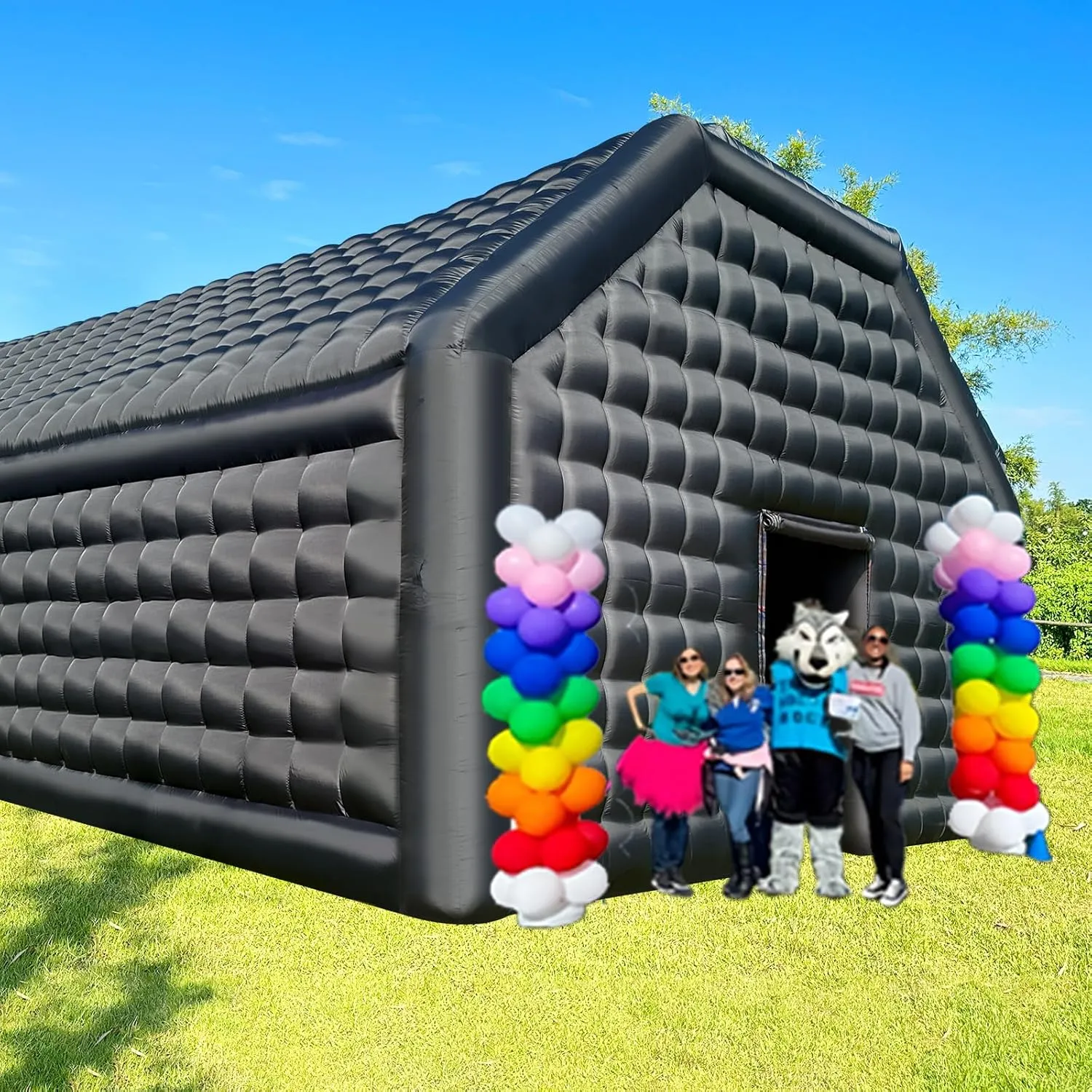 WARSUN 30x20x13Ft Inflatable Nightclub with 2 Side Doors and Blowers Large Black Inflatable Night Club Party Tent Cube Gazebo Event House for Birthday Wedding Raves Dance Floor Yard Party