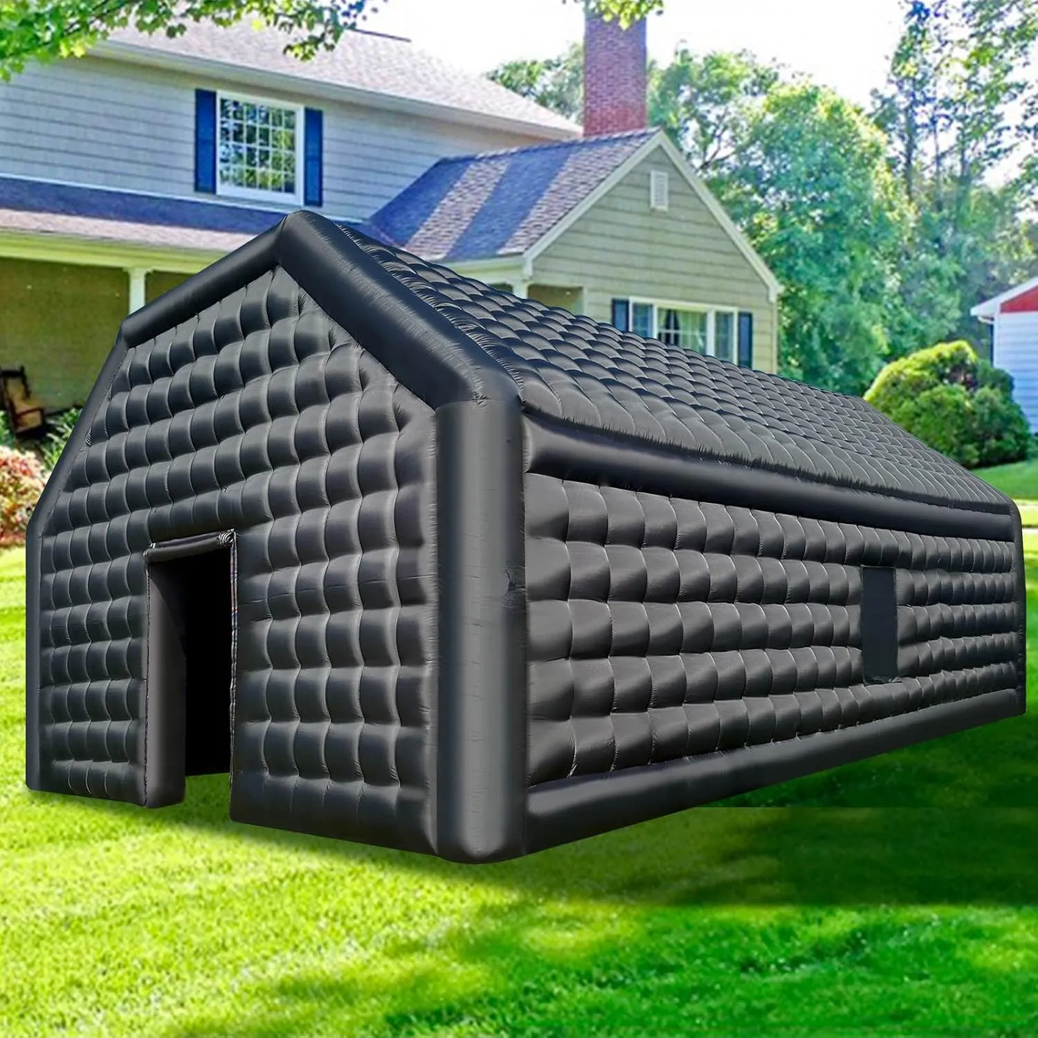 WARSUN 30x20x13Ft Inflatable Nightclub with 2 Side Doors and Blowers Large Black Inflatable Night Club Party Tent Cube Gazebo Event House for Birthday Wedding Raves Dance Floor Yard Party