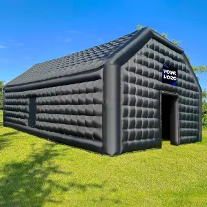 WARSUN 30x20x13Ft Inflatable Nightclub with 2 Side Doors and Blowers Large Black Inflatable Night Club Party Tent Cube Gazebo Event House for Birthday Wedding Raves Dance Floor Yard Party