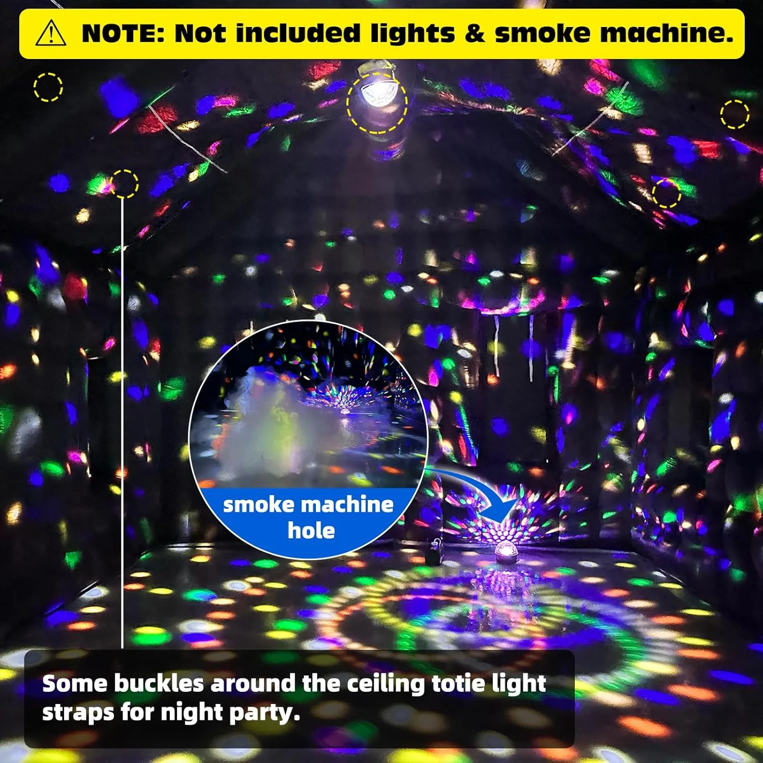 WARSUN 30x20x13Ft Inflatable Nightclub with 2 Side Doors and Blowers Large Black Inflatable Night Club Party Tent Cube Gazebo Event House for Birthday Wedding Raves Dance Floor Yard Party
