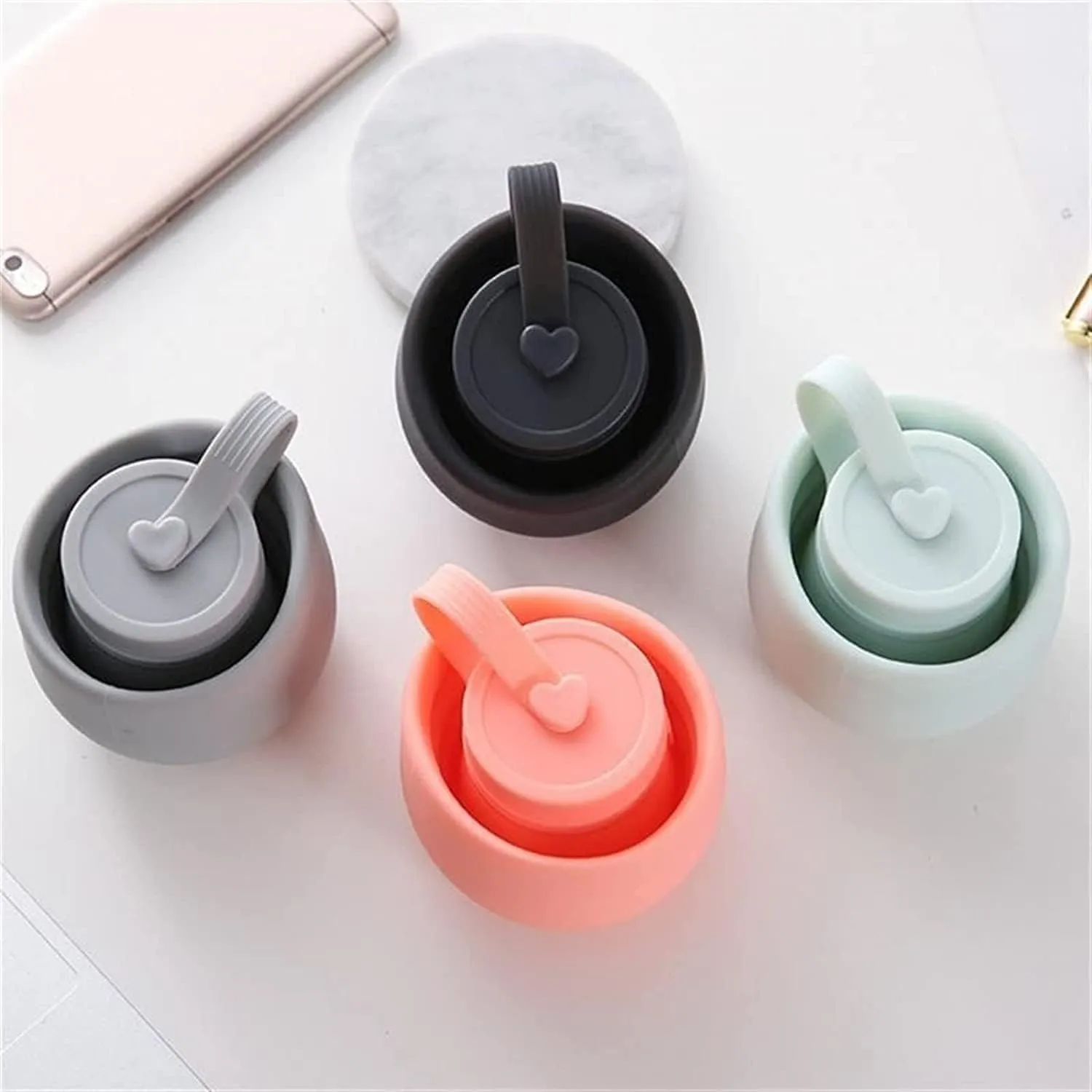 Water Bottle Silicone Folding Kettle High Temperature Resistant Outdoor Mountaineering Sports Kettle Travel Portable Cup(Pink)
