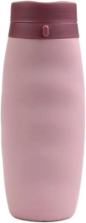 Water Bottle Silicone Water Bottle Cycling Sports Kettle Cup Outdoor Travel Folding Cup Portable Drinking Utensils(Pink)