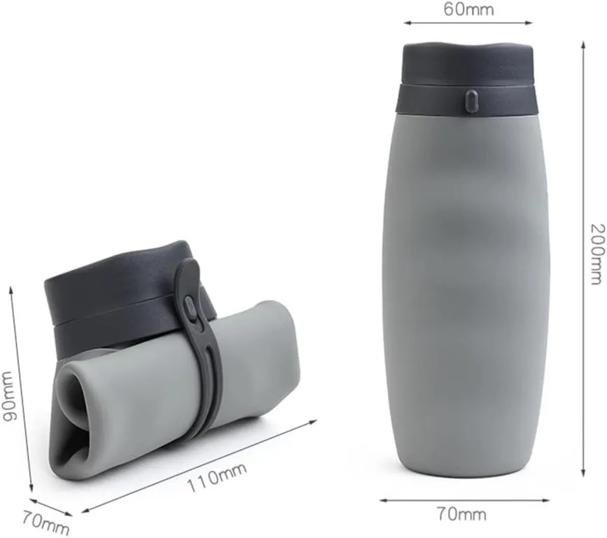 Water Bottle Silicone Water Bottle Cycling Sports Kettle Cup Outdoor Travel Folding Cup Portable Drinking Utensils(Pink)