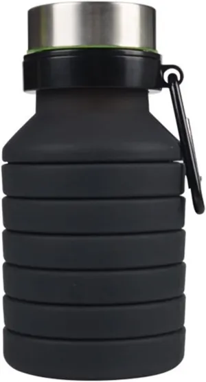 Water Cup Silicone Collapsible Water Bottles Travel Folding Portable Kettle My Foldable Drink Bottle (Color : Black)