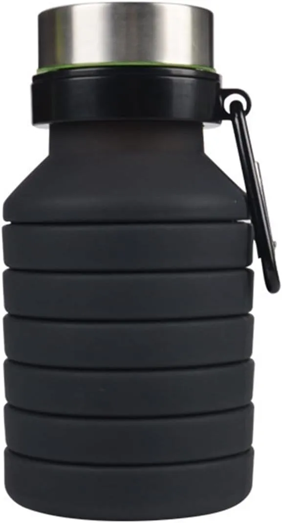 Water Cup Silicone Collapsible Water Bottles Travel Folding Portable Kettle My Foldable Drink Bottle (Color : Black)