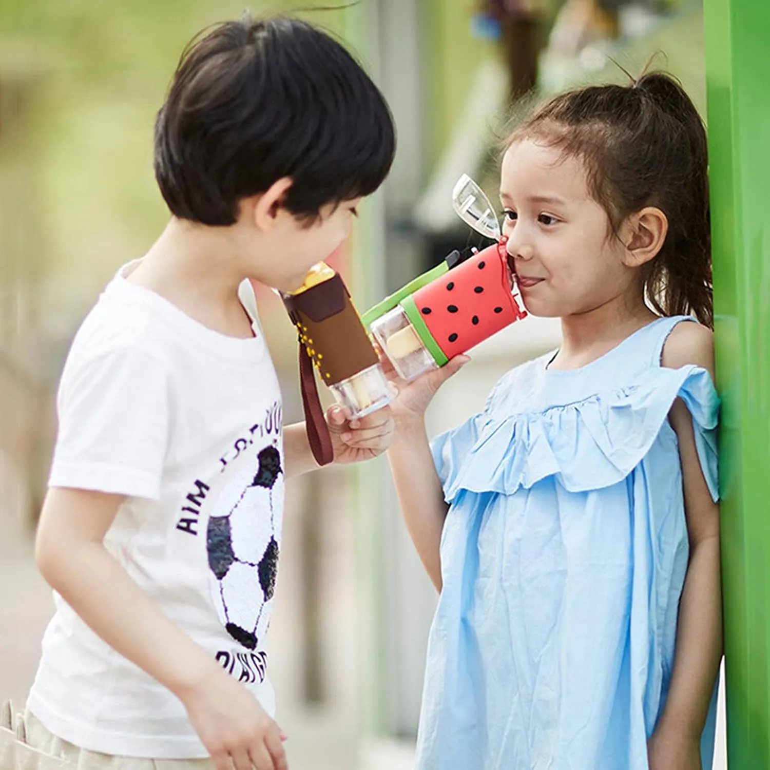 Water Cup,Kids Water Cups,Water Cup with Straw and Lid,Suitable for Children's Silicone Shell, Drop Resistance, Heat Insulation, Non-Slip Kettle