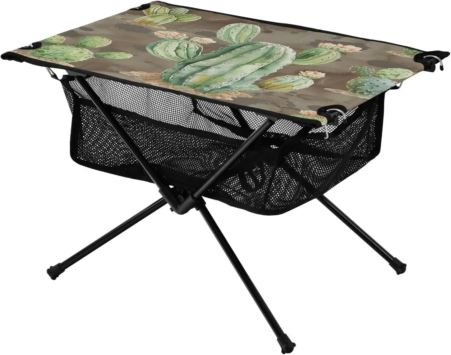Watercolor Cactus Portable Folding Camping Table, Compact Lightweight Beach Table with Carrying Bag for Outdoor Picnics, BBQs, Camp