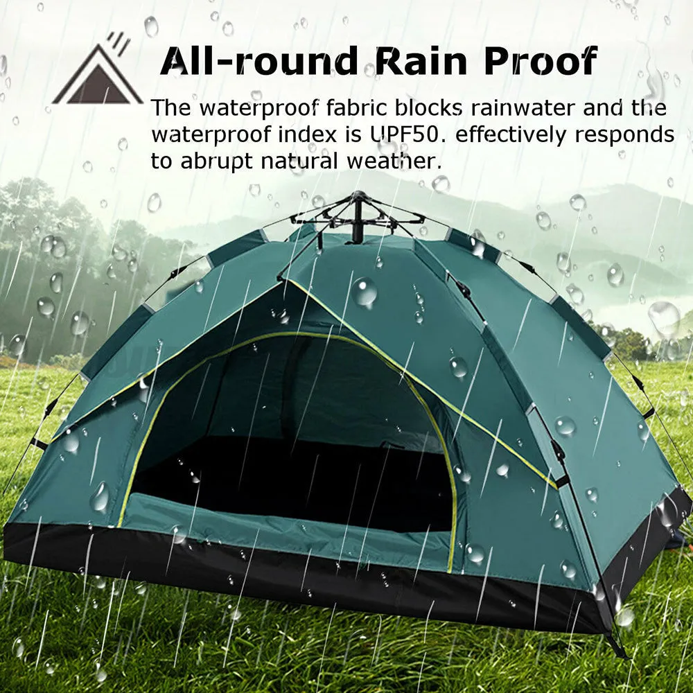 Waterproof Automatic Camping Tent 3-4 Person Come with Moisture Proof Pad(Blue)-WA_Metro