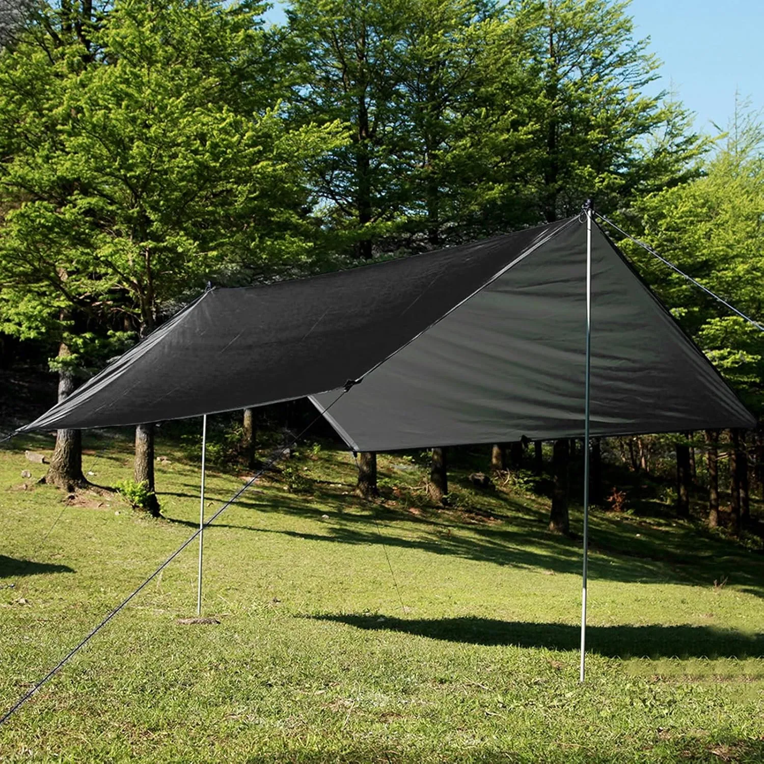 Waterproof Camping Tarp Tent UV-Resistant Multifunctional Camping Tarp Hammock Rain Fly Simple Installation Compact Tent Tarp Outdoor Travel Canopy with Nails Kit