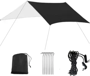 Waterproof Camping Tarp Tent UV-Resistant Multifunctional Camping Tarp Hammock Rain Fly Simple Installation Compact Tent Tarp Outdoor Travel Canopy with Nails Kit