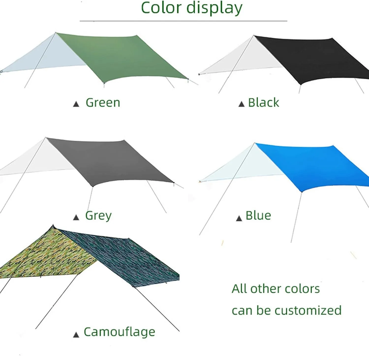 Waterproof Camping Tarp Tent UV-Resistant Multifunctional Camping Tarp Hammock Rain Fly Simple Installation Compact Tent Tarp Outdoor Travel Canopy with Nails Kit