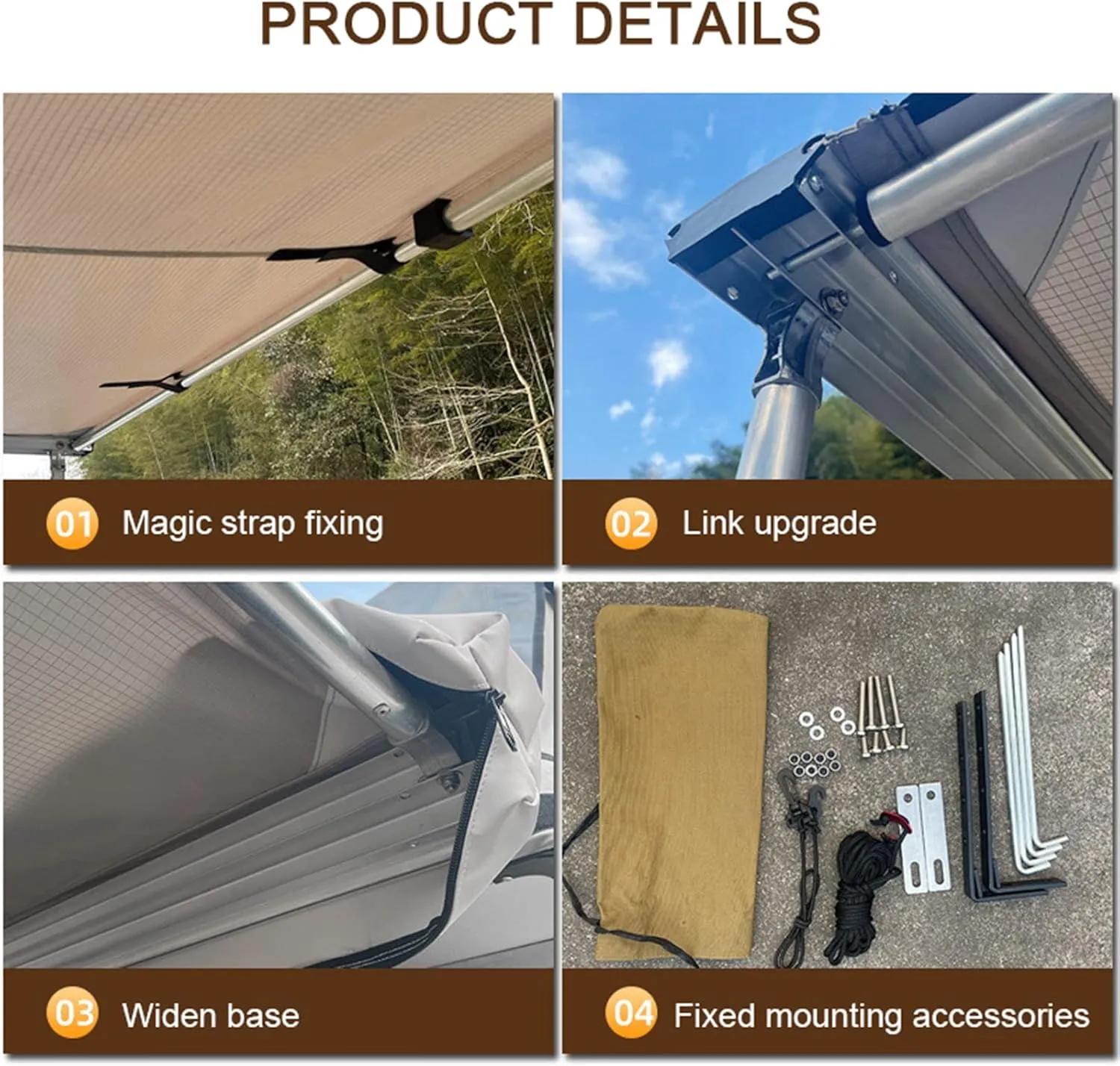 Waterproof Car Side Awning Sun Shelter, Portable Car Awning Camping Tarp with Adjustable Tarp Poles for for SUV, Camping, Outdoor