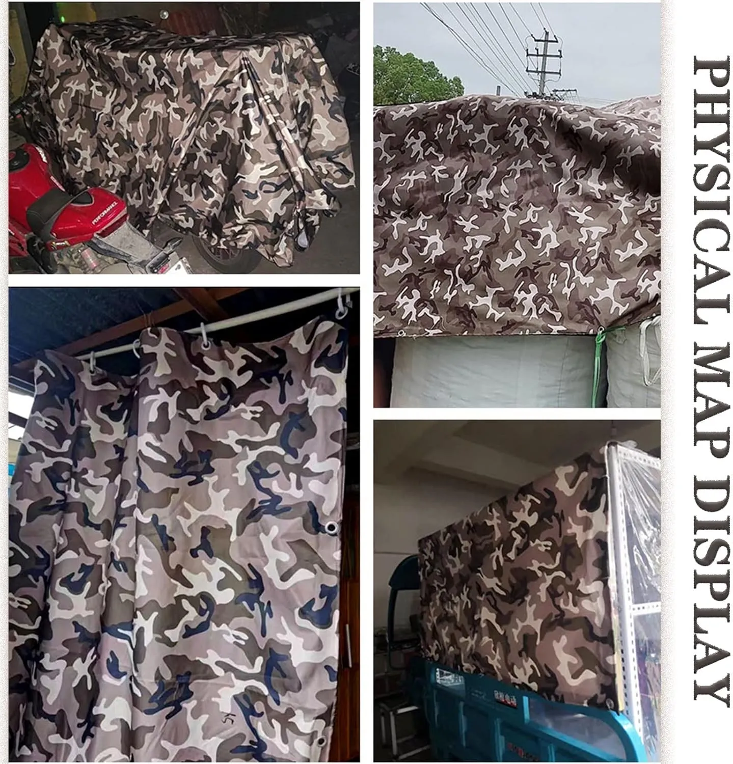 Waterproof Tarpaulin Heavy Duty Tarp Sheet Caravan Camo Cover 0.4mm Thick Canvas Camouflage Groundsheet Multipurpose Canopy Tent with Grommets (Size:3x3m)