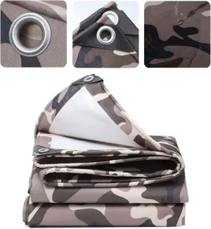 Waterproof Tarpaulin Heavy Duty Tarp Sheet Caravan Camo Cover 0.4mm Thick Canvas Camouflage Groundsheet Multipurpose Canopy Tent with Grommets (Size:3x3m)