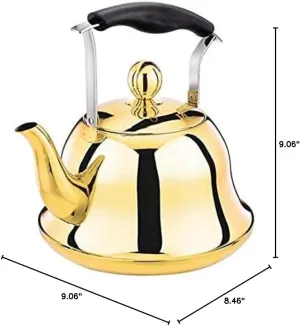 Whistling Kettle Infuser Loose Leaf Stainless Steel Teapot Rose Gold Tea Stove Induction Stove Copper 2-Liter 2.1-Quart (B)