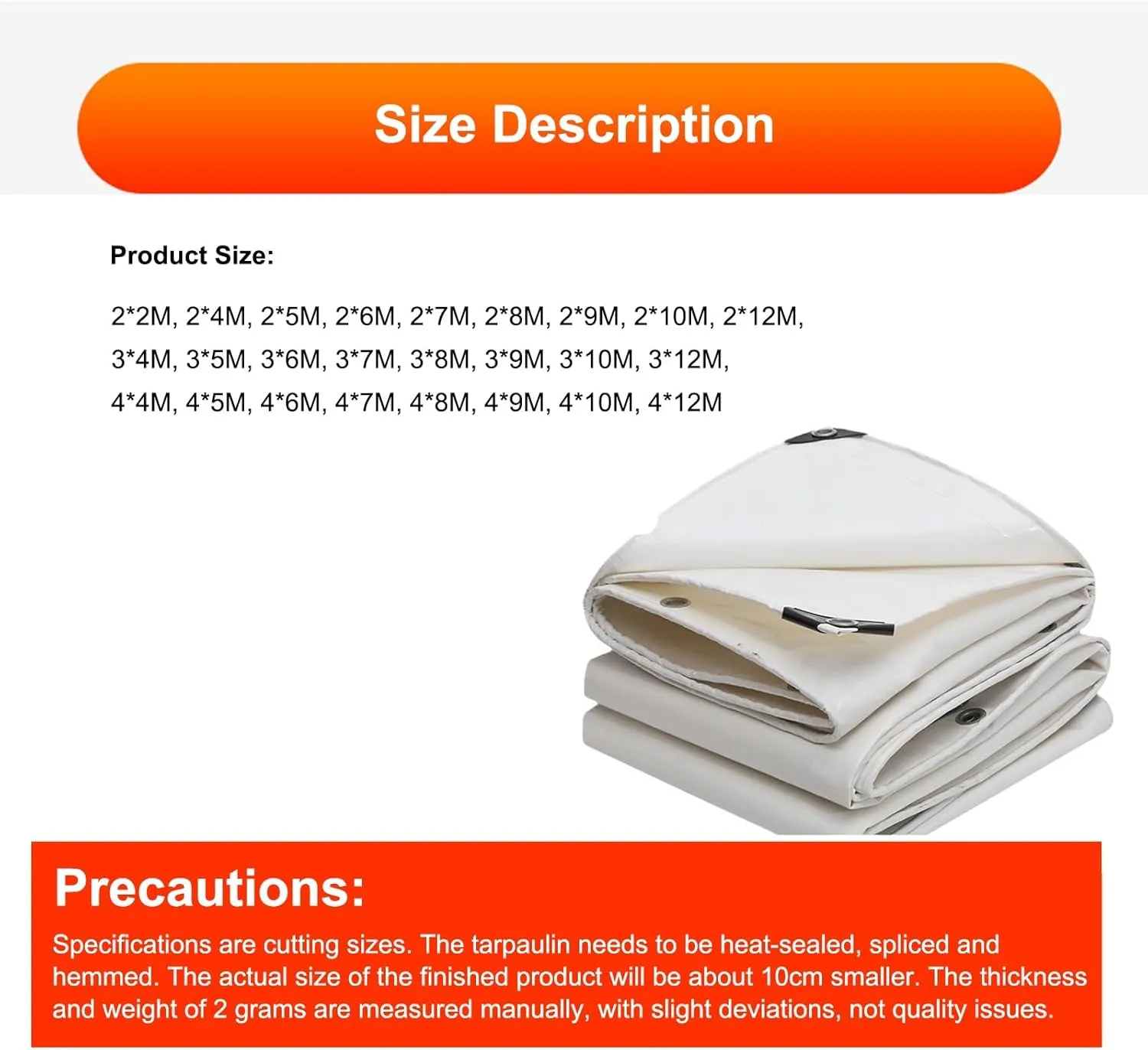 White Tarps Heavy Duty Waterproof, PVC Tarpaulin 20 Mil, UV Resistant, Multi-Purpose Tarpaulin for Canopy Tent, Roof, Camper Boat Cover, Item Cover