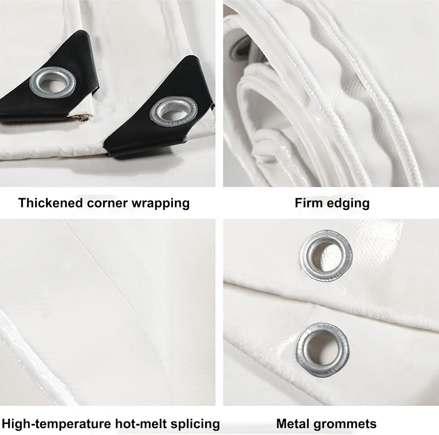 White Tarps Heavy Duty Waterproof, PVC Tarpaulin 20 Mil, UV Resistant, Multi-Purpose Tarpaulin for Canopy Tent, Roof, Camper Boat Cover, Item Cover