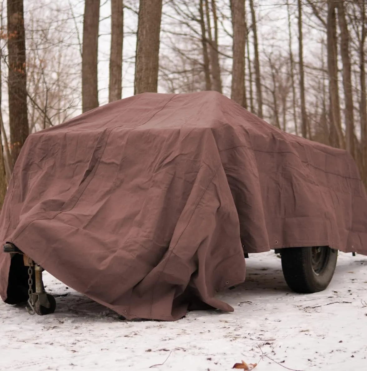 WHITEDUCK Canvas Tarp 18 oz. Heavy Duty Waterproof UV Resistant, Rustproof Grommets, Industrial & Commercial Use Cloth Tarp (Cut Size: 7'x9', Finished Size: 66" x86, Brown)