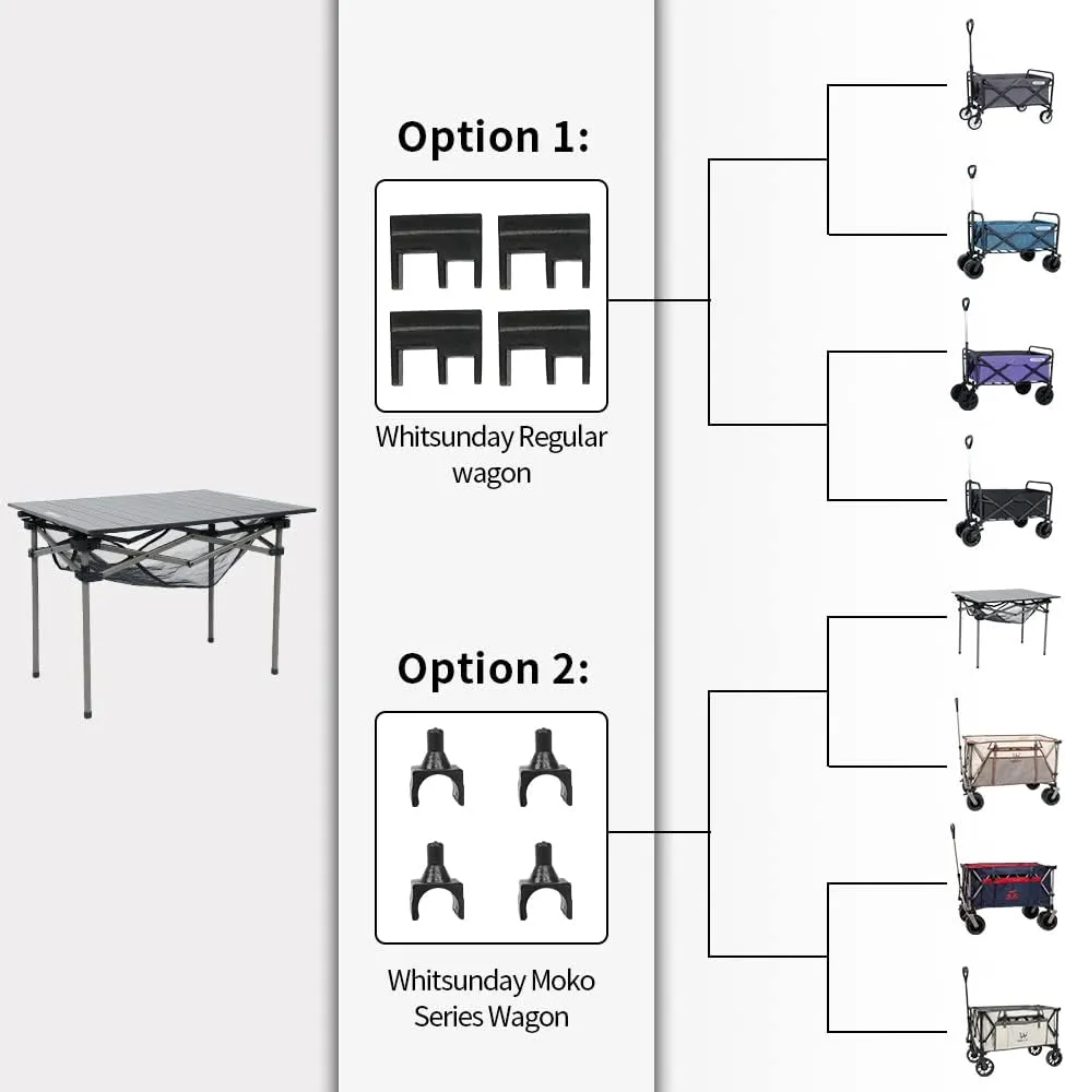 Whitsunday Aluminum Folding Outdoor Camping Table Compatible with Wagons (Desert Sand, Rectangular(H))