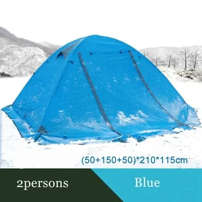 windproof High-tech-enabled All-in-one skirt!2-3persons double professional camping pole aluminum proof snow rain big layer tent Winter tent double with door