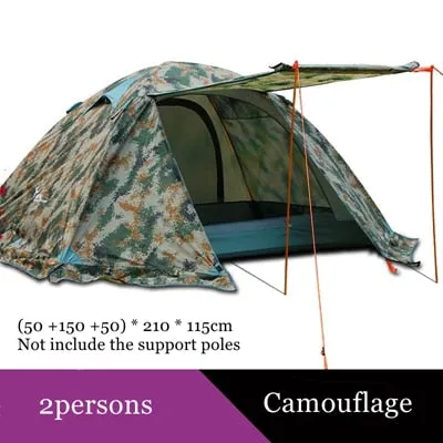 windproof High-tech-enabled All-in-one skirt!2-3persons double professional camping pole aluminum proof snow rain big layer tent Winter tent double with door