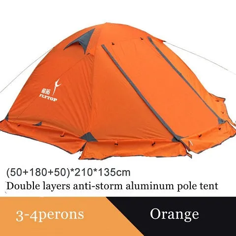 windproof High-tech-enabled All-in-one skirt!2-3persons double professional camping pole aluminum proof snow rain big layer tent Winter tent double with door