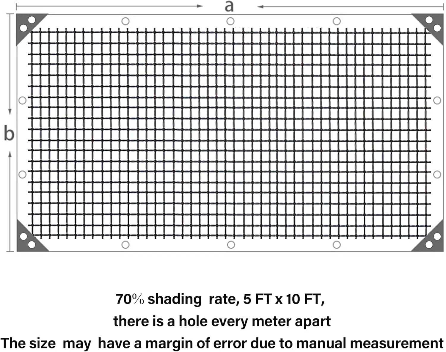 winemana Black Shade Cloth 70%, 5x10 FT Mesh Tarp - Garden Shade for Greenhouse, Patio, Vegetables, Plants Cover and Chicken Coops, Sun Shade Net for Outdoor Protection with Reinforced Grommets