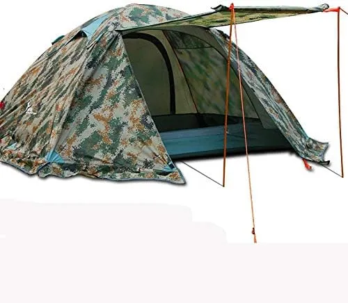 Winter Tent with Snow Skirt!2-3Persons Aluminum Pole Double Layer 2Doors Windproof Big Rain Proof Professional Camping Tent (Color : E) (C One Size)