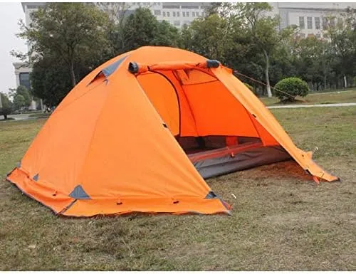 Winter Tent with Snow Skirt!2-3Persons Aluminum Pole Double Layer 2Doors Windproof Big Rain Proof Professional Camping Tent (Color : E) (C One Size)