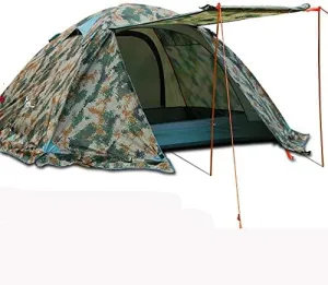 Winter Tent with Snow Skirt!2-3Persons Aluminum Pole Double Layer 2Doors Windproof Big Rain Proof Professional Camping Tent (Color : E) (C One Size)