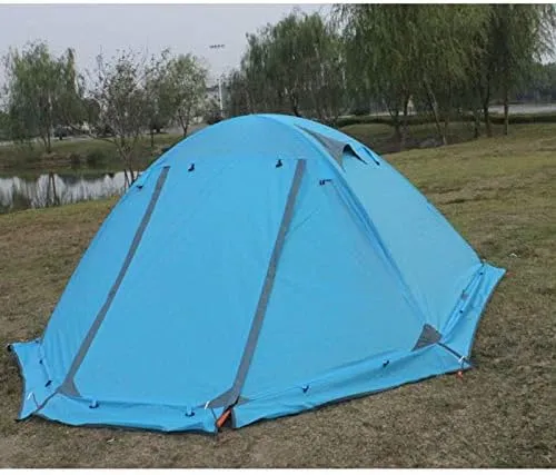 Winter Tent with Snow Skirt!2-3Persons Aluminum Pole Double Layer 2Doors Windproof Big Rain Proof Professional Camping Tent (Color : E) (C One Size)