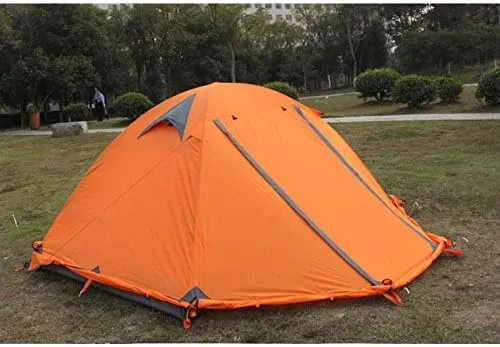 Winter Tent with Snow Skirt!2-3Persons Aluminum Pole Double Layer 2Doors Windproof Big Rain Proof Professional Camping Tent (Color : E) (C One Size)