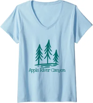 Womens Apple River Canyon State Park Camping Rustic Trees Woods V-Neck T-Shirt