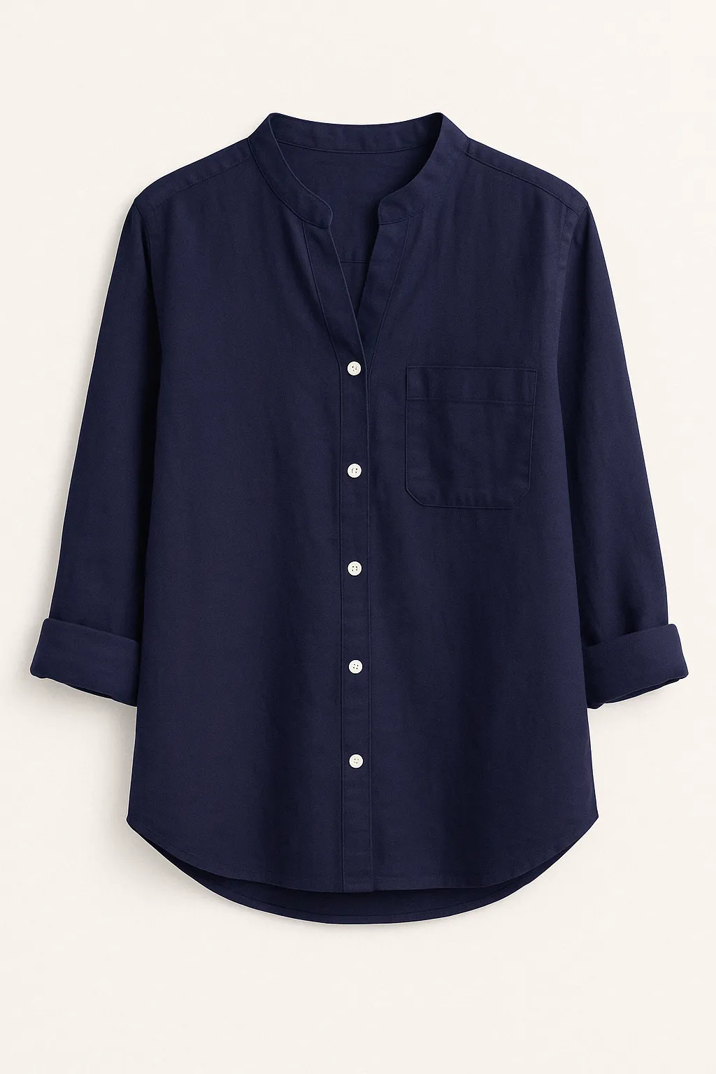 Women’s Casual Cotton Button-Up Shirt – Lightweight Long Sleeve Blouse with Pocket for Everyday Comfort and Style