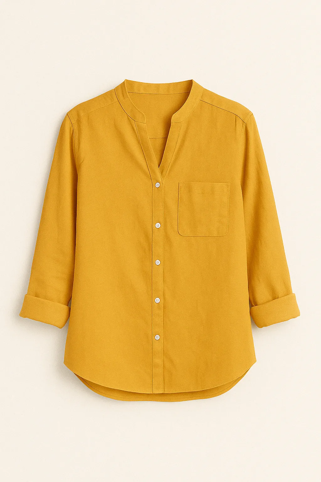 Women’s Casual Cotton Button-Up Shirt – Lightweight Long Sleeve Blouse with Pocket for Everyday Comfort and Style
