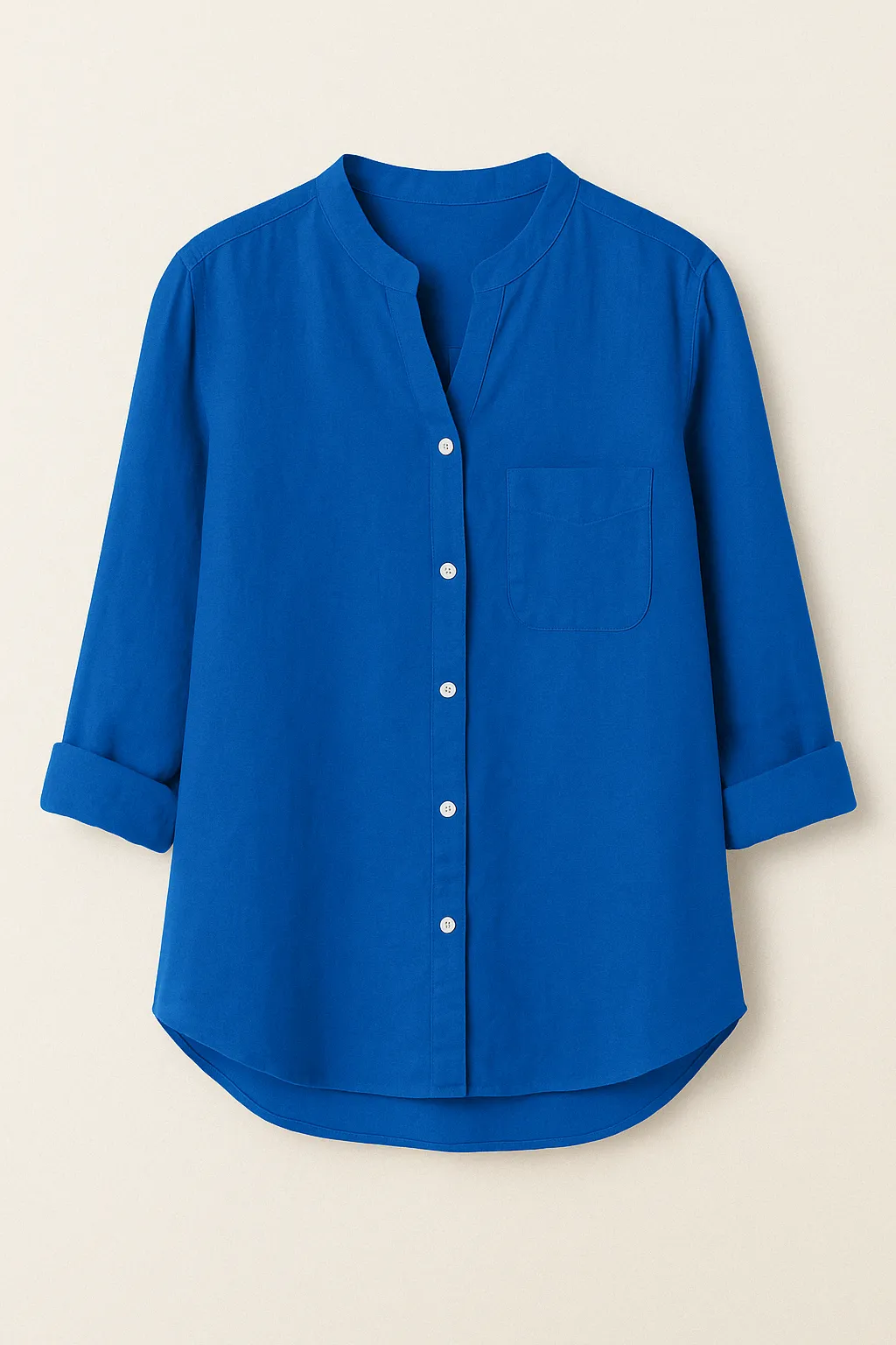 Women’s Casual Cotton Button-Up Shirt – Lightweight Long Sleeve Blouse with Pocket for Everyday Comfort and Style