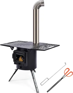 Wood Burning Stove,Outdoor Stove,Multi-Functional Folding Plate, Foldable Legs Design,Fire Viewings