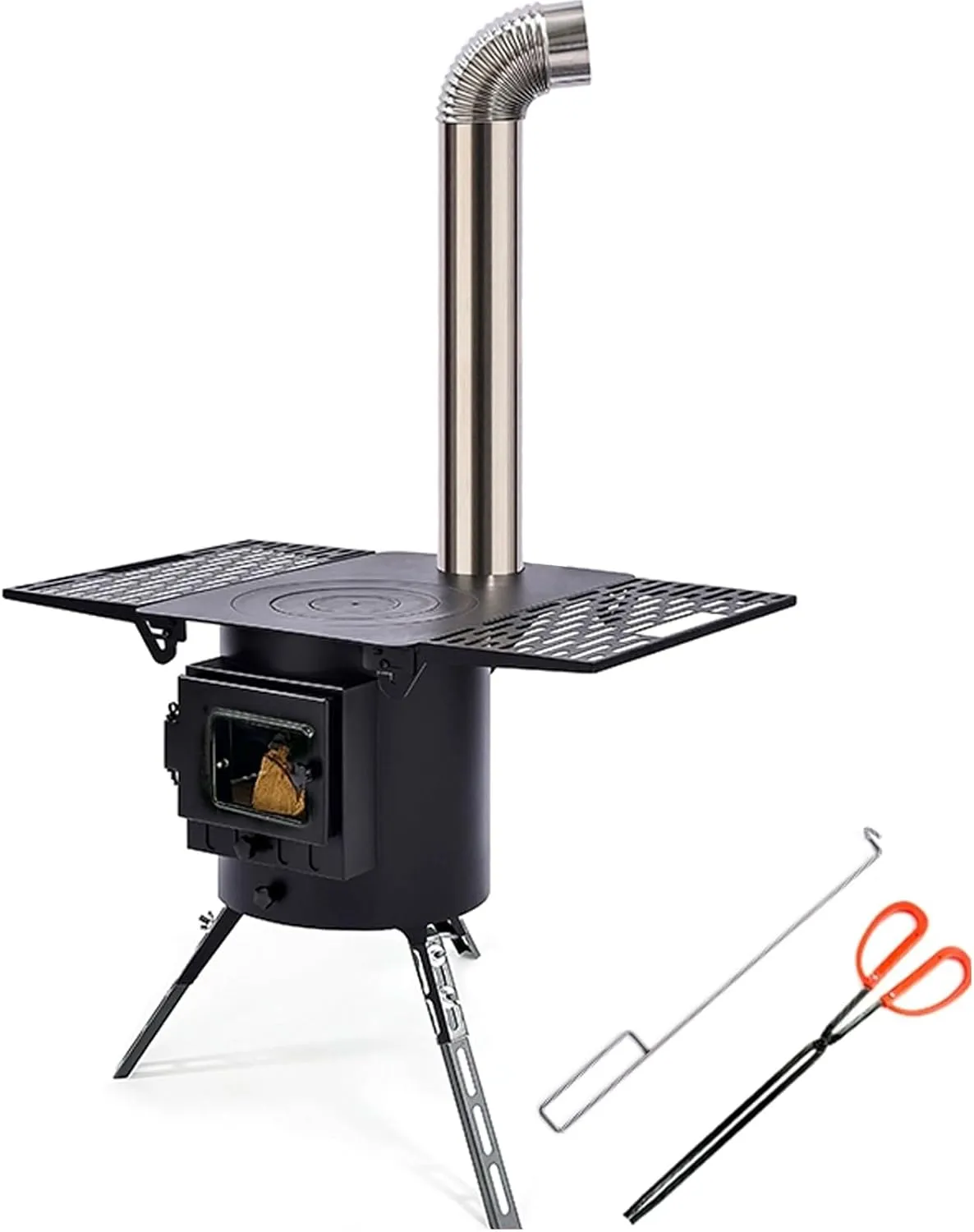 Wood Burning Stove,Outdoor Stove,Multi-Functional Folding Plate, Foldable Legs Design,Fire Viewings