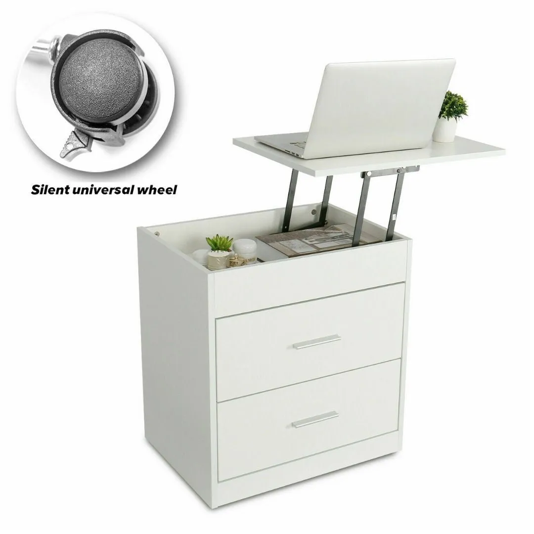Wooden Side Table with Extendable Cover Top