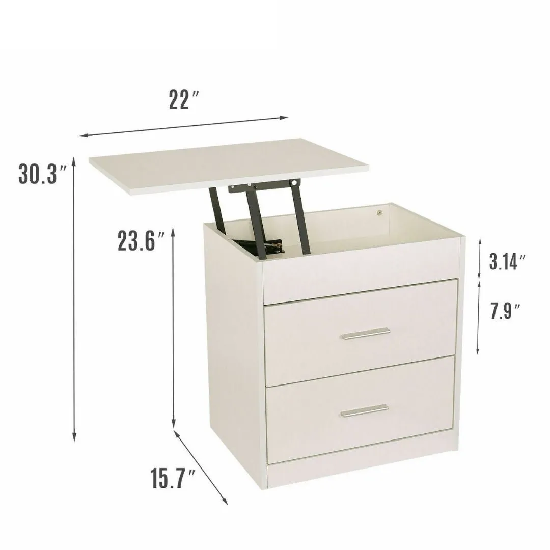 Wooden Side Table with Extendable Cover Top
