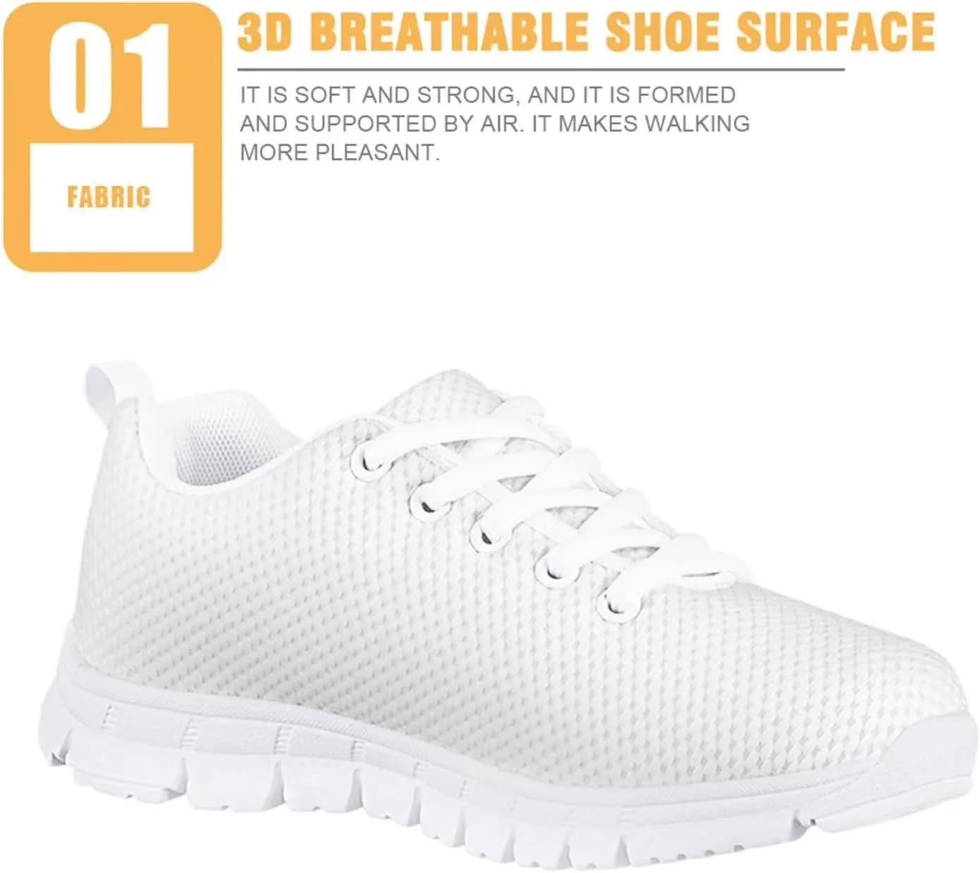 Xoenoiee Kids Running Shoes 3D Print Breathable Girls Boys Tennis Shoes Athletic Lightweight Sports Walking Shoes