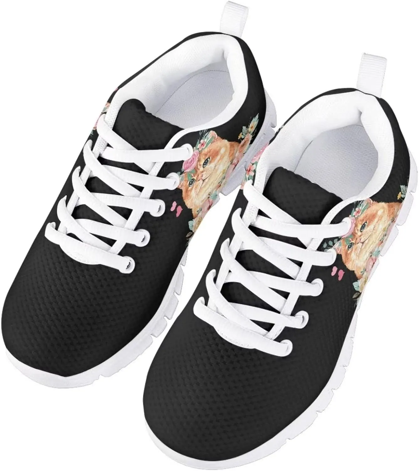 Xoenoiee Kids Running Shoes 3D Print Breathable Girls Boys Tennis Shoes Athletic Lightweight Sports Walking Shoes