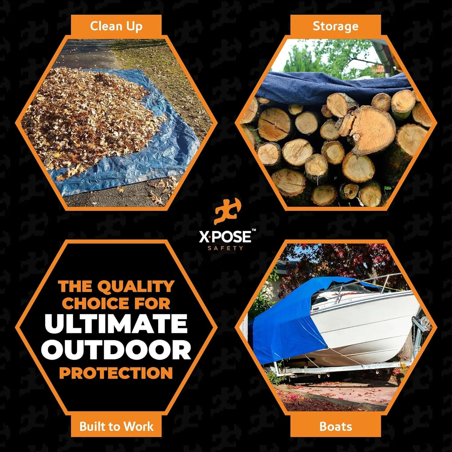 Xpose Safety 20’ x 30’ Heavy Blue/Brown Tarp - Waterproof Tarp - 7 Mil Weatherproof Camping Tarp for Tent, Rain, Wind & Sun - Plastic Tarpaulin Cover Outdoor Tarp for Roof, Trailer, RV, Car, Boat