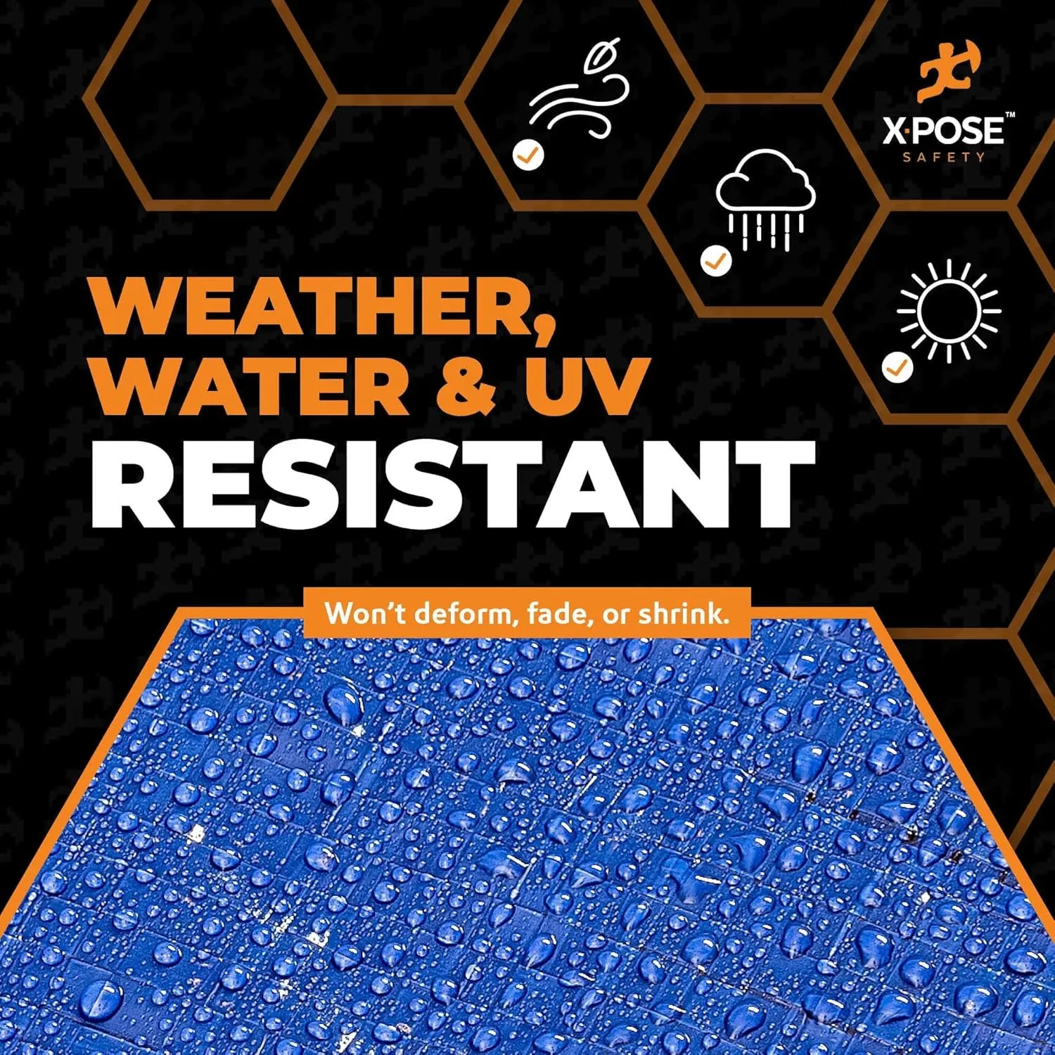 Xpose Safety 20’ x 30’ Heavy Blue/Brown Tarp - Waterproof Tarp - 7 Mil Weatherproof Camping Tarp for Tent, Rain, Wind & Sun - Plastic Tarpaulin Cover Outdoor Tarp for Roof, Trailer, RV, Car, Boat