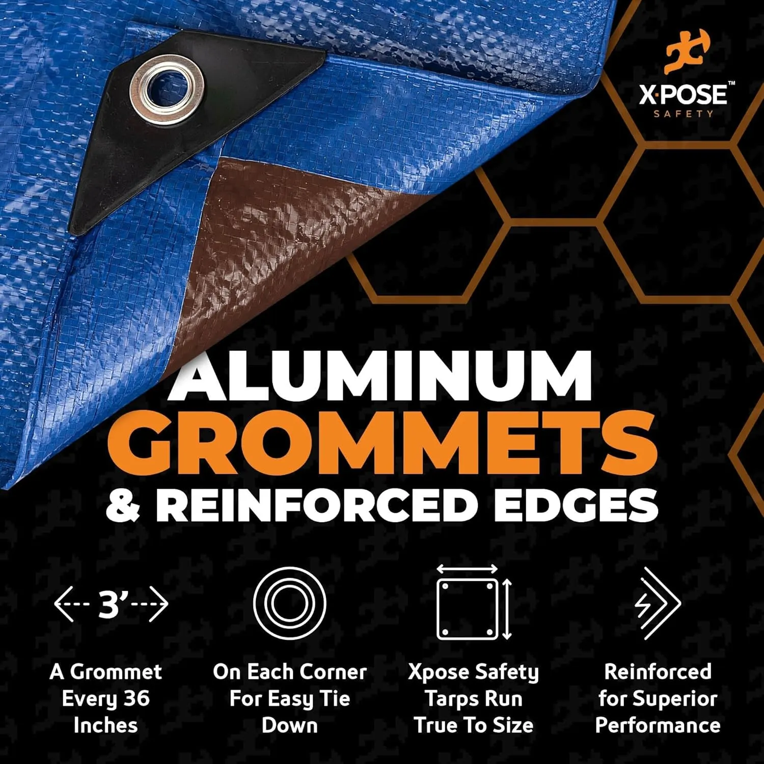 Xpose Safety 20’ x 30’ Heavy Blue/Brown Tarp - Waterproof Tarp - 7 Mil Weatherproof Camping Tarp for Tent, Rain, Wind & Sun - Plastic Tarpaulin Cover Outdoor Tarp for Roof, Trailer, RV, Car, Boat