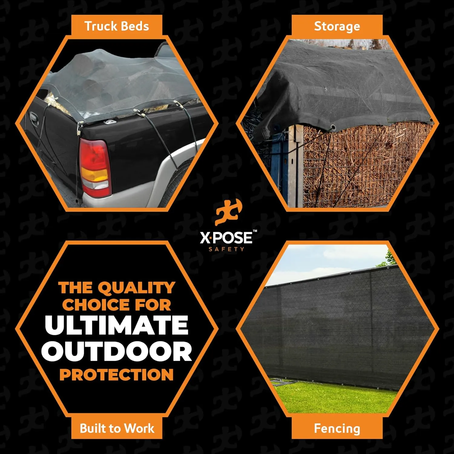 Xpose Safety Heavy Duty Mesh Tarp – 8’ x 16’ Multipurpose Black Protective Cover with Air Flow - Use for Tie Downs, Shade, Fences, Canopies, Dump Trucks – Weather and Tear Resistant