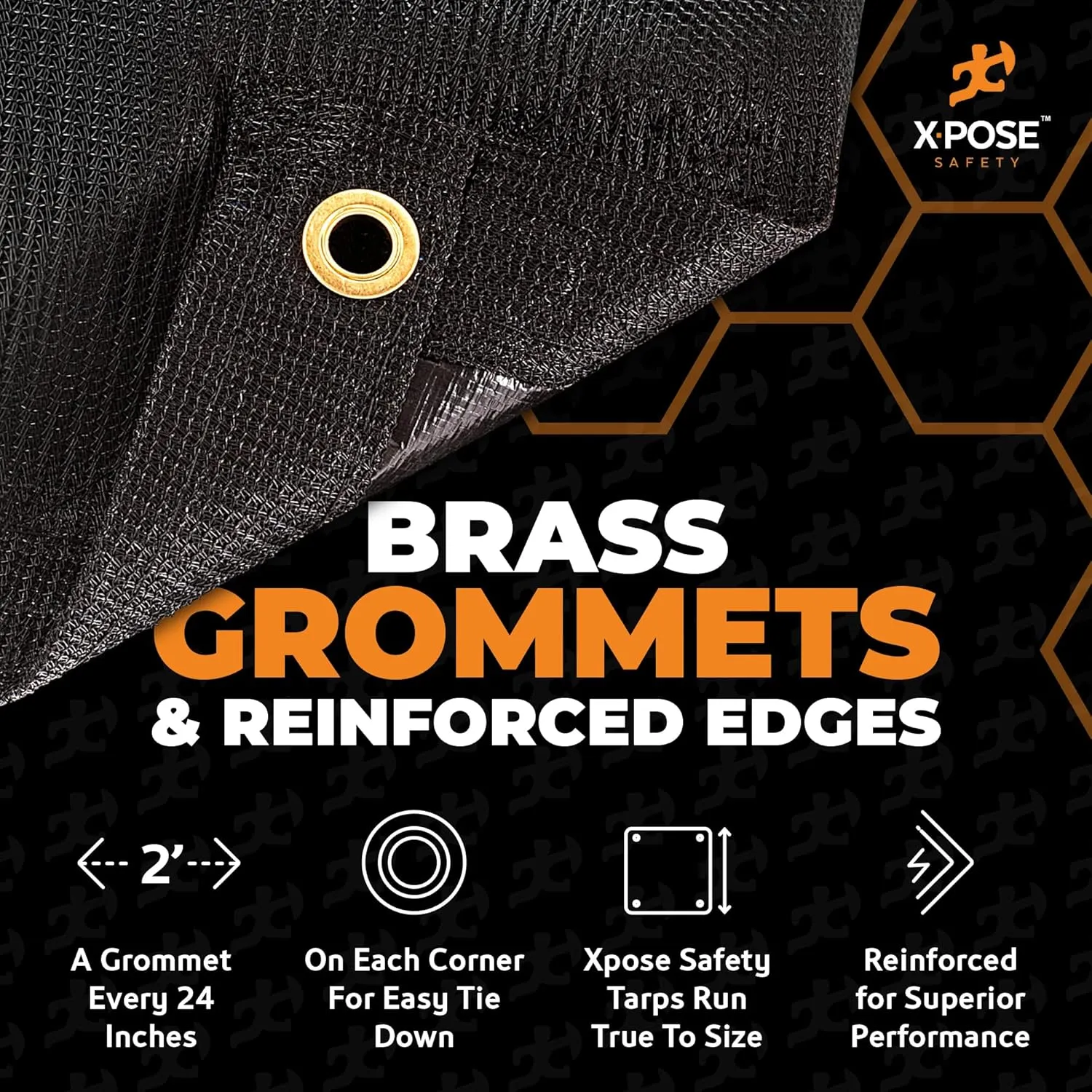 Xpose Safety Heavy Duty Mesh Tarp – 8’ x 16’ Multipurpose Black Protective Cover with Air Flow - Use for Tie Downs, Shade, Fences, Canopies, Dump Trucks – Weather and Tear Resistant