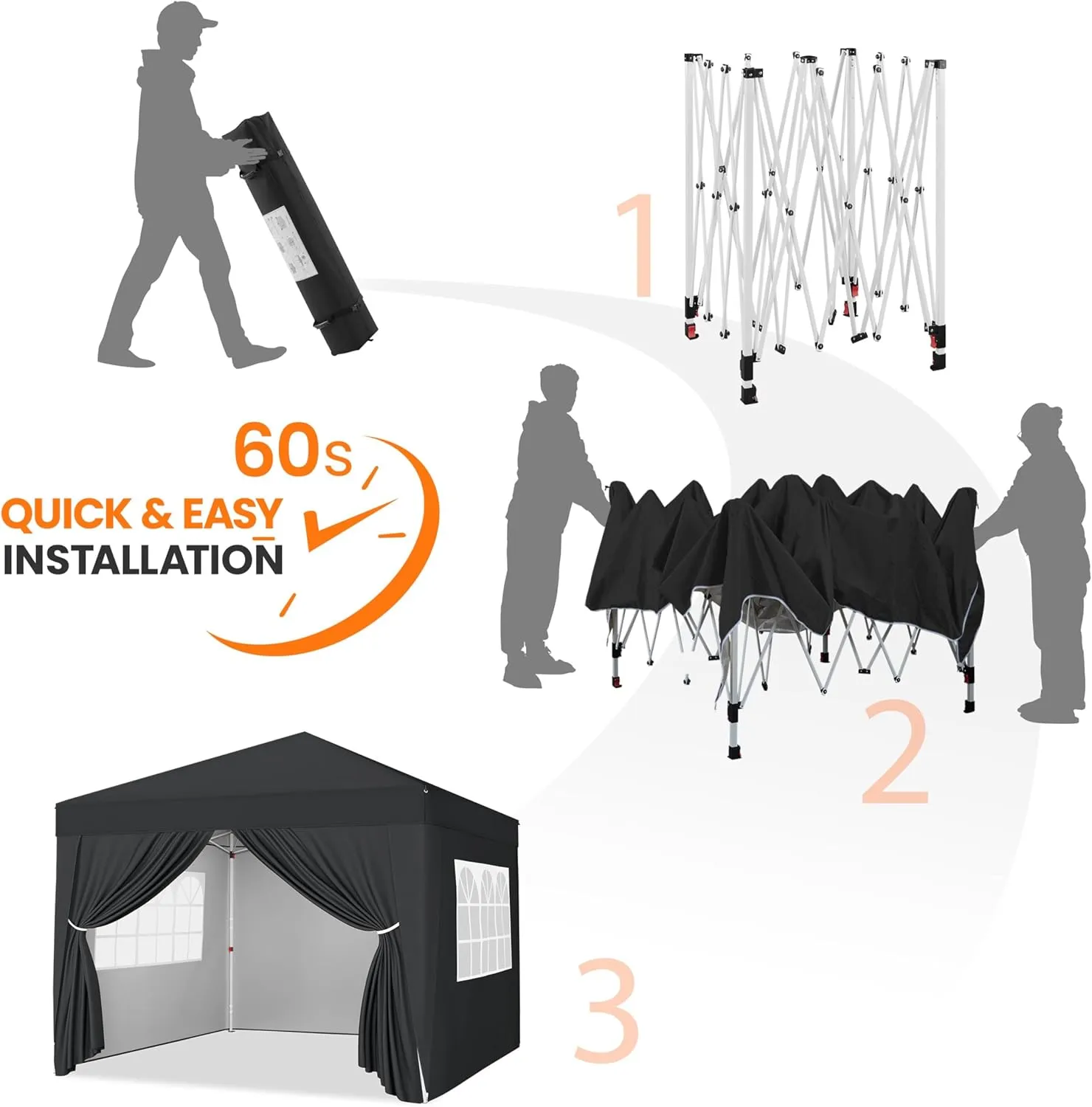 Yaheetech 10x10 Pop Up Canopy with 4 Removable Sidewalls, Portable Enclosed Instant Tent, Waterproof Outdoor Tent, Beach Sun Shelter with 4 Sandbags, 12 Stakes & 4 Ropes, Black
