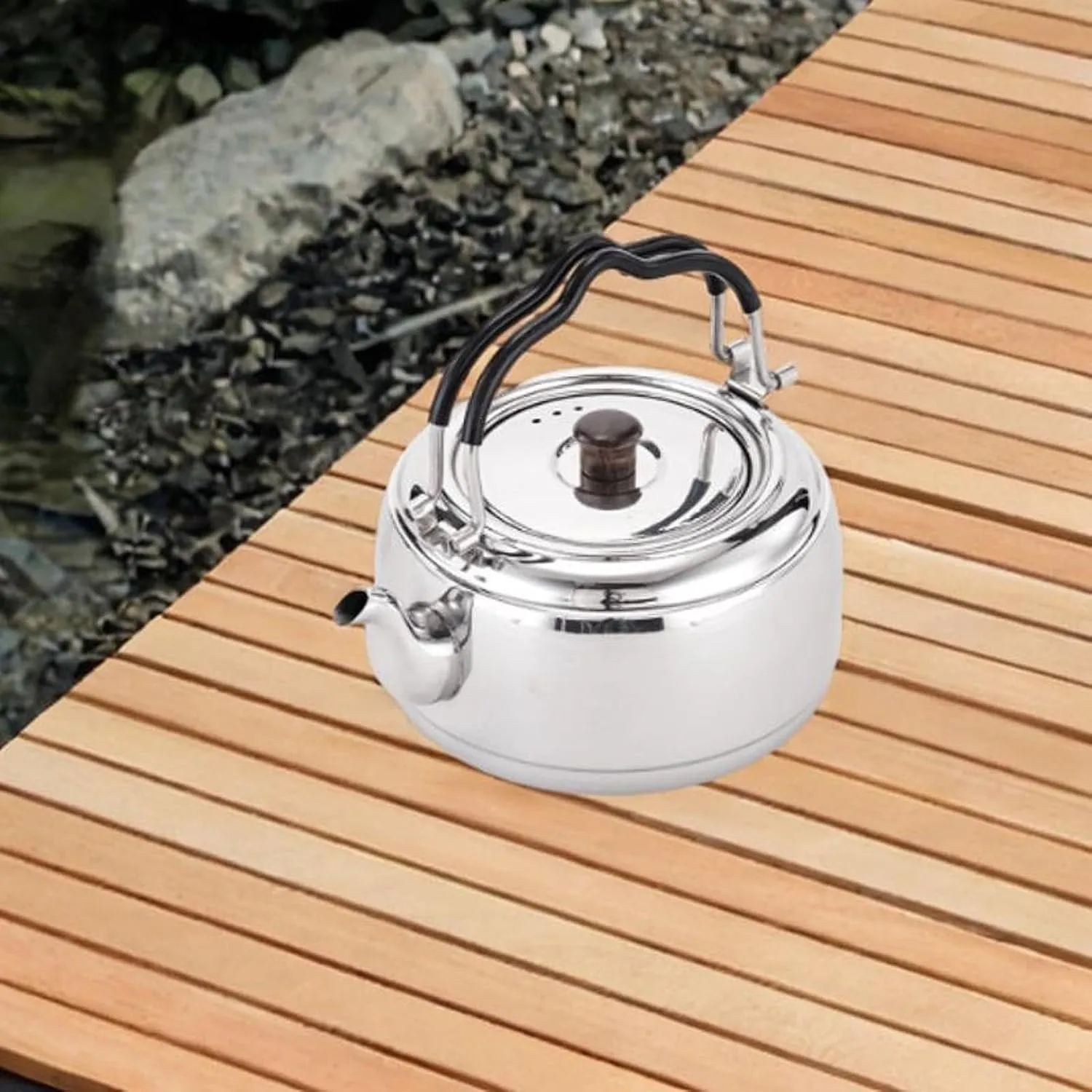 Yajuyi Tea Kettle Boiling Water Pot Portable Pot Stainless Steel Teapot for Camping Outdoor, Argent